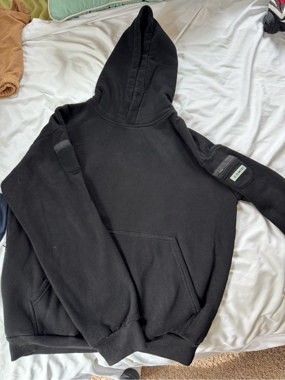 Black Women's Hoodie Sweater - Casual Pullover